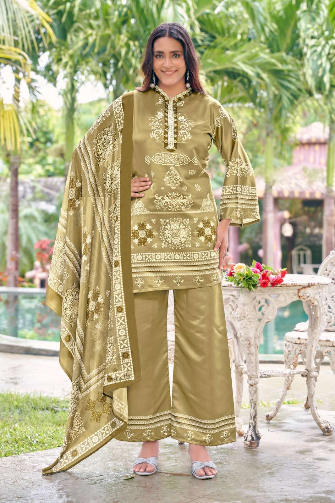 W 2169 COLOR SERIES PREMIUM IMPORTED SATIN 3 PIECE SUIT FANCY WHOLESALER TEXTILE